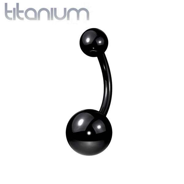 Implant Grade Titanium Black PVD Ball Stud Belly Ring - Pierced Universe
