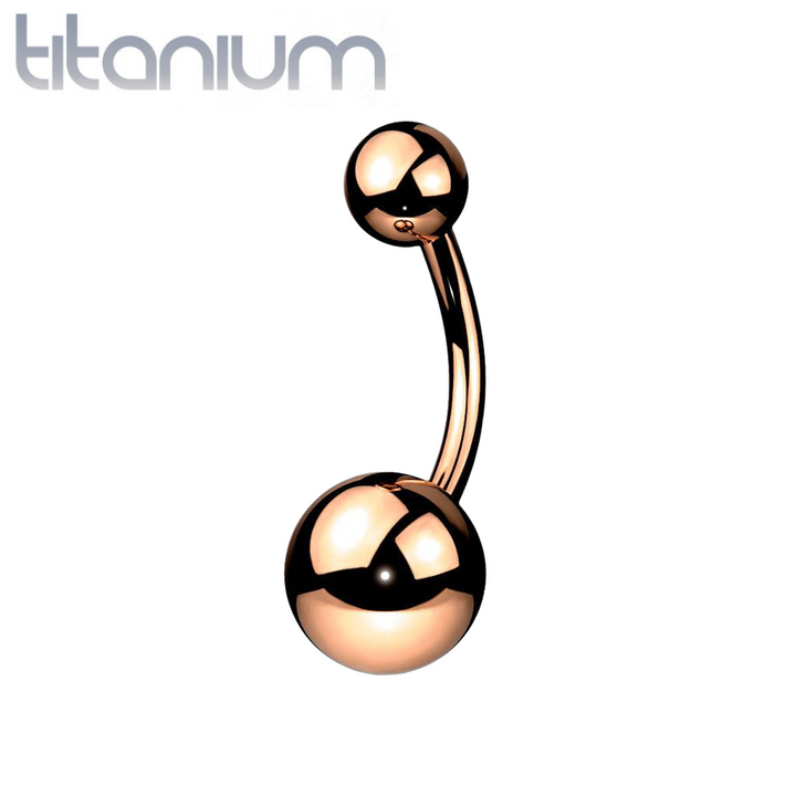 Implant Grade Titanium Rose Gold PVD Ball Stud Belly Ring - Pierced Universe