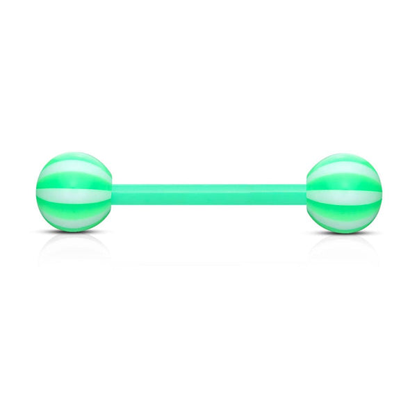 Acrylic Bio Flex Green Beach Ball Straight Barbell - Pierced Universe