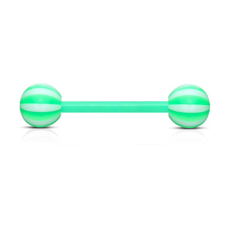 Acrylic Bio Flex Green Beach Ball Straight Barbell - Pierced Universe