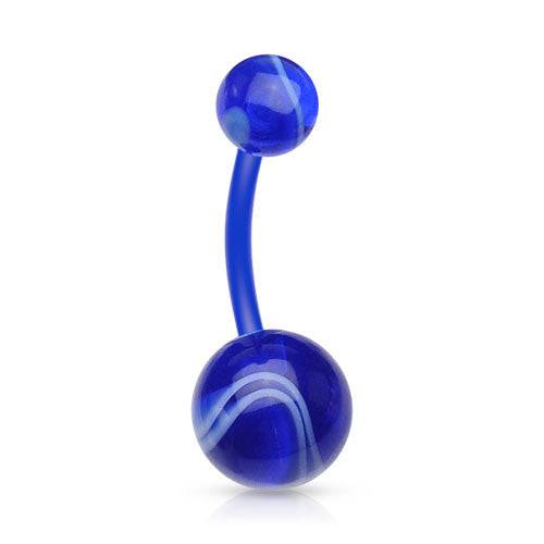 Acrylic Bio Flex Marble Swirl Flexible Belly Button Navel Ring - Pierced Universe