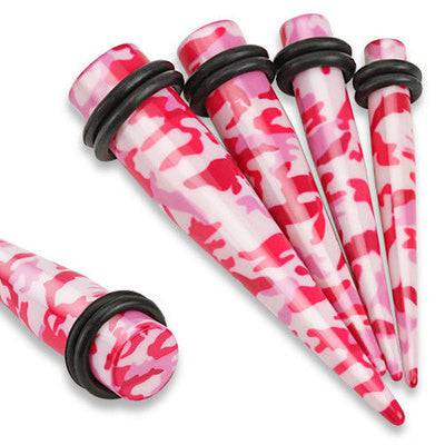 Acrylic Pink Camouflage Army Ear Stretchers Spacers Tapers - Pierced Universe