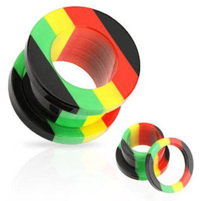 Acrylic Rasta Jamaican Multi Colour Screw On Ear Spacers Gauges Tunnels - Pierced Universe