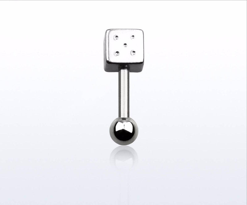 Ball Back Surgical Steel Dice Ear Cartilage Tragus Barbell Ring - Pierced Universe