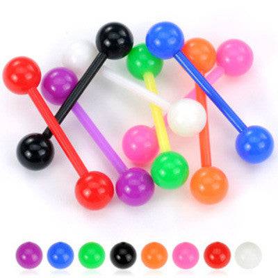 Bio Flex Flexible Straight Tongue Ring Barbell with Solid Acrylic Balls - Pierced Universe