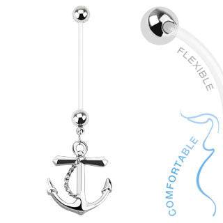 Bioflex Pregnancy Dangling Baby Anchor Belly Button Navel Ring - Pierced Universe