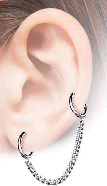 Black PVD Surgical Steel Chain Link Double Hoop Earring - Pierced Universe