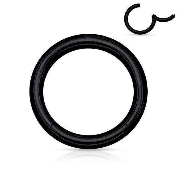 Black Surgical Steel Hinged Clicker CBR Helix Tragus Cartilage Septum Hoop Ring - Pierced Universe