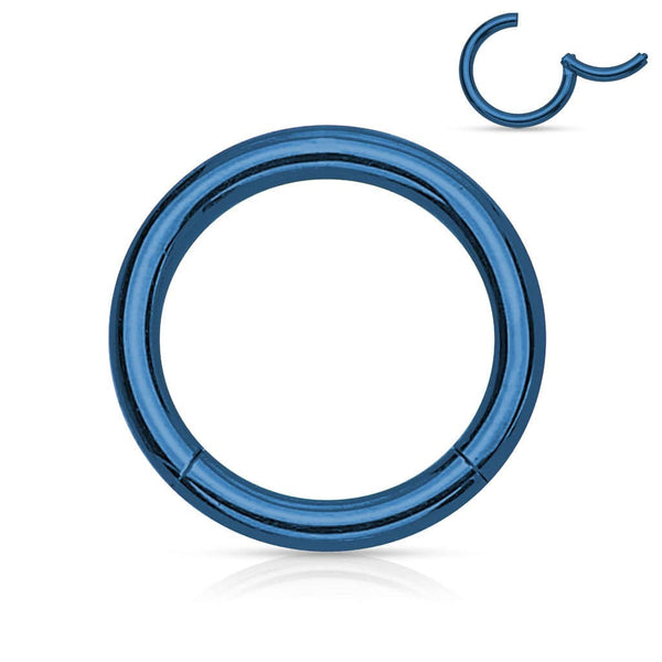 Blue Surgical Steel Hinged Clicker CBR Helix Tragus Cartilage Septum Hoop Ring