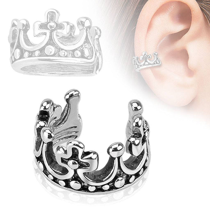 Brass Crown Non Piercing Ear Cuff Hoop - Pierced Universe