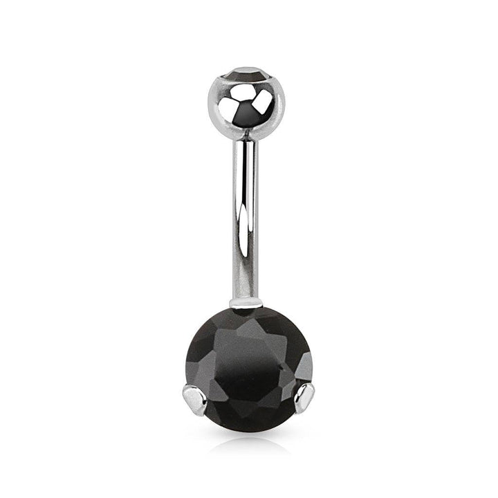 Classic Black CZ 8mm Gem Surgical Steel Belly Button Navel Ring - Pierced Universe
