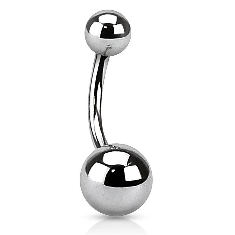 Classic Simple Double Ball End Surgical Steel Belly Button Navel Ring Bar - Pierced Universe
