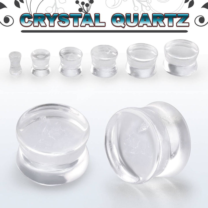 Clear Crystal Quartz Stone Double Flared Ear Plugs - Pierced Universe