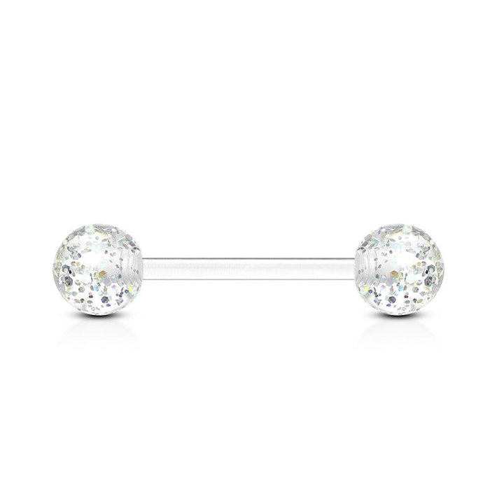 Clear Glitter Acrylic Straight Barbell - Pierced Universe