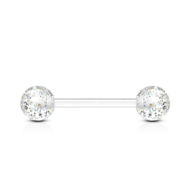 Clear Glitter Acrylic Straight Barbell - Pierced Universe