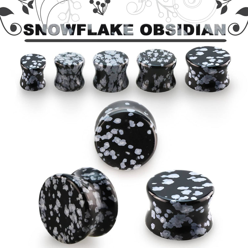 Double Flared Black Snowflake Obsidian Stone Plugs - Pierced Universe