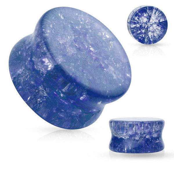 Double Flared Blue Shattered Glass Look Acrylic Plugs - Pierced Universe