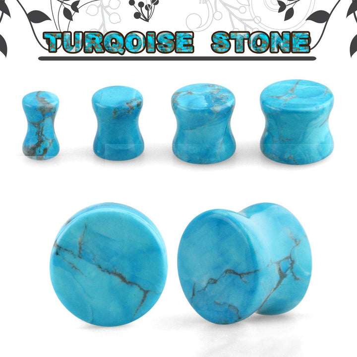 Double Flared Blue Turquoise Stone Plugs - Pierced Universe