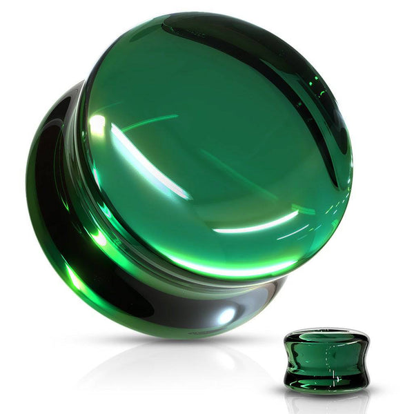 Double Flared Green Saddle Glass Plugs - Pierced Universe