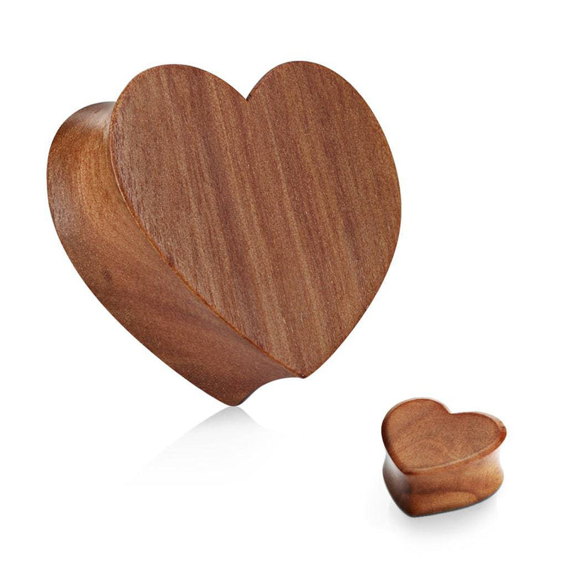 Double Flared Heart Red Cherry Wood Ear Gauges Plugs - Pierced Universe
