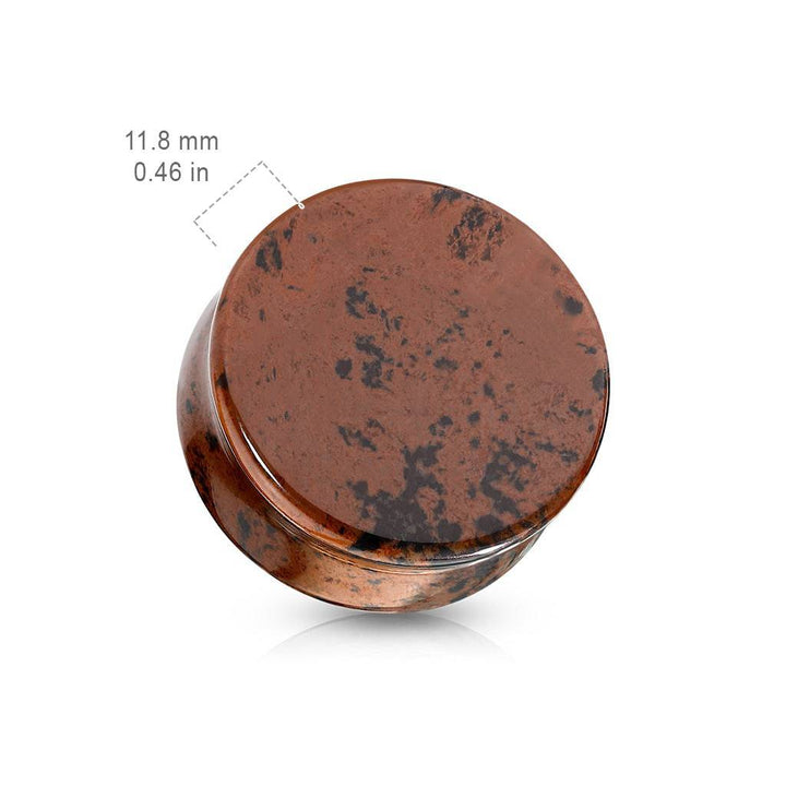 Double Flared Natural Mahogany Obsidian Stone Saddle Ear Plug - Pierced Universe