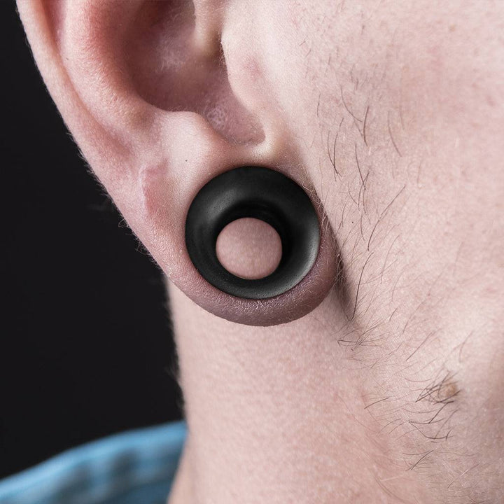 Double Flared Organic Black Areng Wood  Concave Ear Tunnels - Pierced Universe