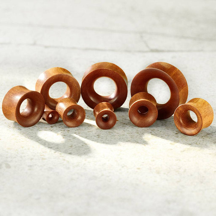 Double Flared Organic Brown Saba Wood  Concave Ear Tunnels - Pierced Universe