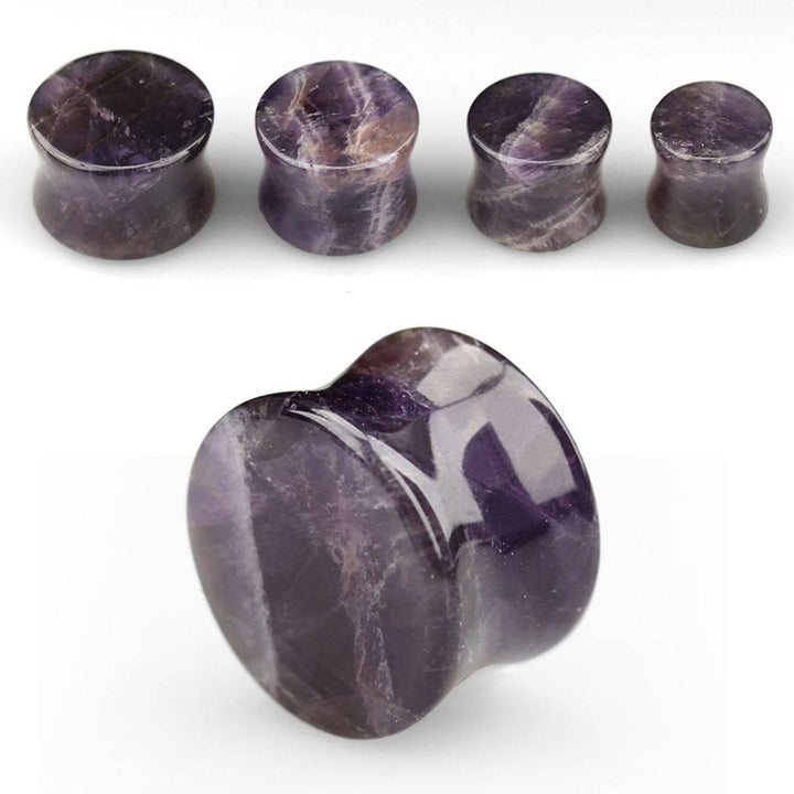 Double Flared Organic Purple Amethyst Stone Ear Gauges Plugs Spacers - Pierced Universe