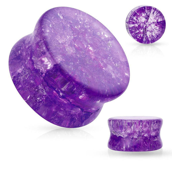 Double Flared Purple Shattered Glass Look Acrylic Plugs - Pierced Universe