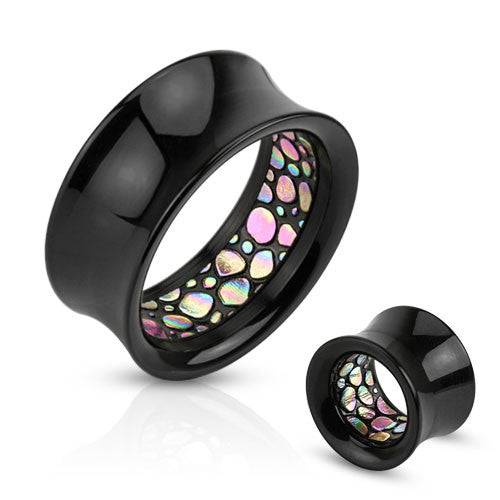 Double Flared Saddle Abalone Interior Pattern Acrylic Tunnels Plugs Spacers Gauges - Pierced Universe