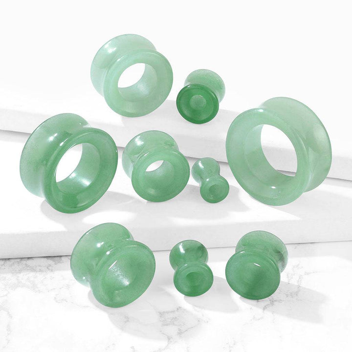 Double Flared Semi Precious Green Adventurine Stone Ear Tunnels - Pierced Universe