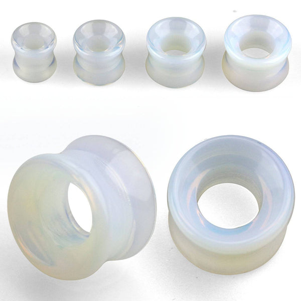 Double Flared White Opal Stone Plugs