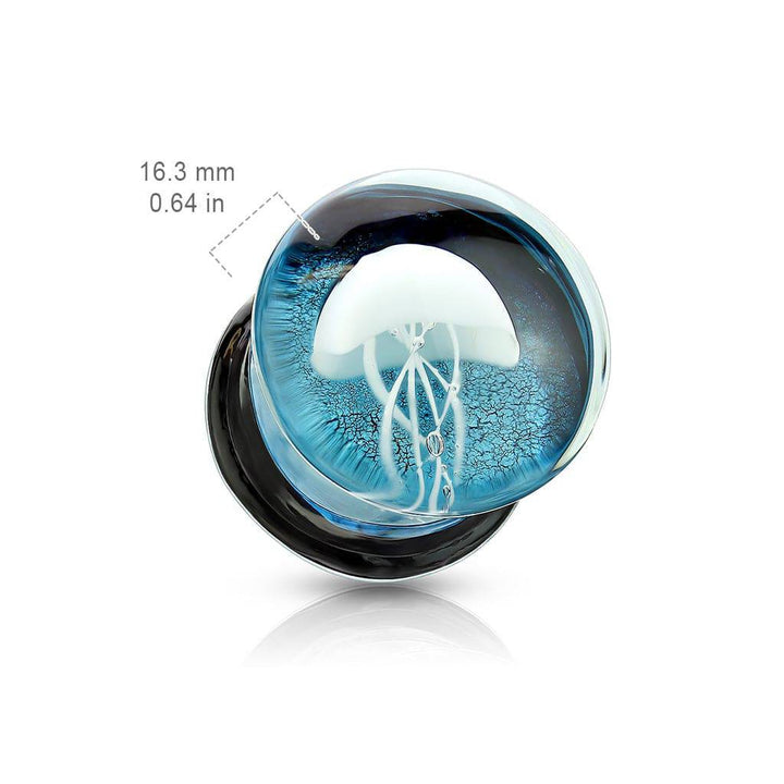 Glass Floating Jellyfish Double Flared Ear Plugs - Pierced Universe