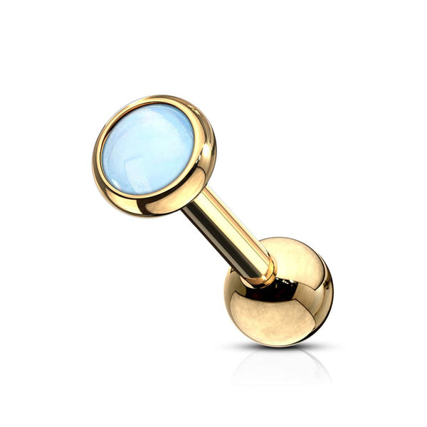 Gold Plated Surgical Steel Blue Stone Ball Back Cartilage Ring Barbell Gold Plated Surgical Steel Blue Stone Ball Back Cartilage Ring Barbell