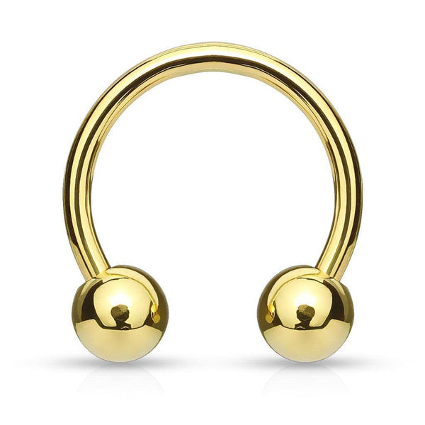 Gold Plated Surgical Steel Circular Horseshoe Tragus Cartilage Barbell with Ball Ends - Pierced Universe