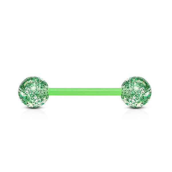 Green Glitter Acrylic Straight Barbell - Pierced Universe