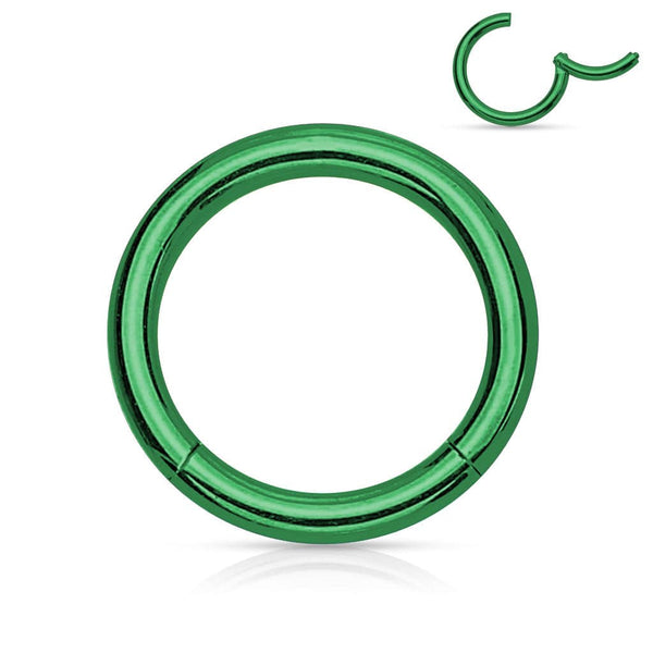 Green Surgical Steel Hinged CBR Helix Tragus Cartilage Septum Hoop Ring - Pierced Universe