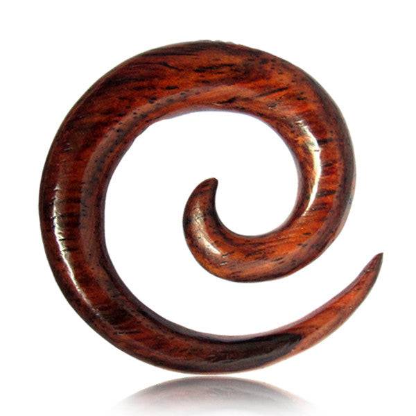 Hand Carved Narra Wood Ear Spiral Expander - Pierced Universe
