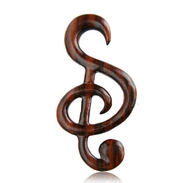 Hand Carved Narra Wood Music Note Spiral Ear Expander Claw - Pierced Universe
