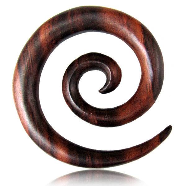 Hand Carved Narra Wood Super Ear Spiral Expander - Pierced Universe