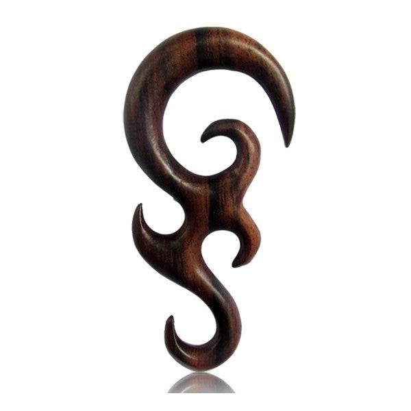 Hand Carved Narra Wood Tribal Mutli Claw Spiral Ear Expander - Pierced Universe