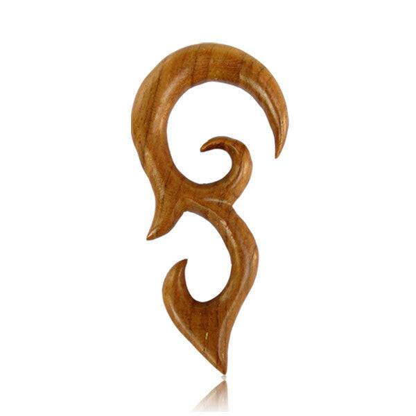 Hand Carved Teak Wood Tribal Claw Ear Expander - Pierced Universe