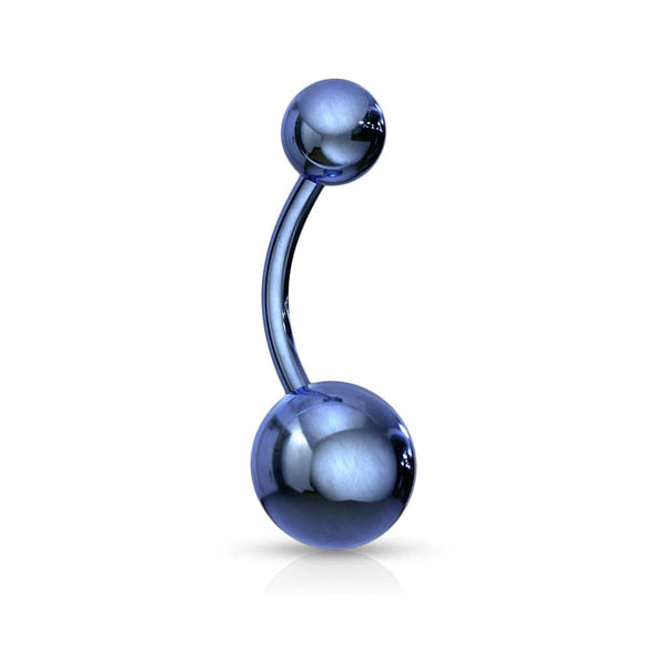 High Polished 316L Surgical Steel Blue PVD Belly Button Navel Ring - Pierced Universe