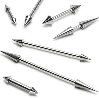 High Polished 316L Surgical Steel Double Spike Straight Barbell - Pierced Universe