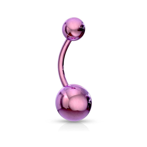High Polished 316L Surgical Steel Purple PVD Belly Button Navel Ring - Pierced Universe