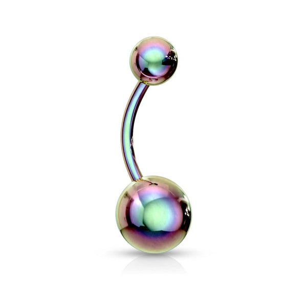 High Polished 316L Surgical Steel Rainbow PVD Belly Button Navel Ring - Pierced Universe