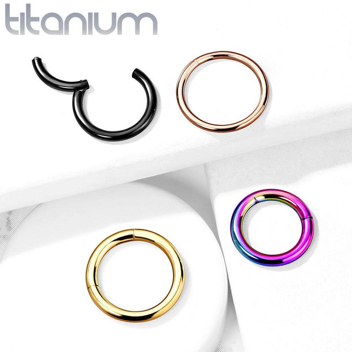Implant Grade Titanium Black PVD Hinged Clicker Segment Cartilage Hoop Ring - Pierced Universe