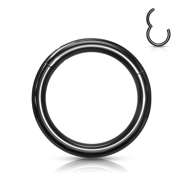 Implant Grade Titanium Black PVD Hinged Clicker Segment Cartilage Hoop Ring - Pierced Universe