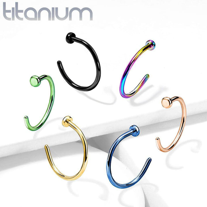 Implant Grade Titanium Black PVD Nose Hoop Ring with Stopper - Pierced Universe