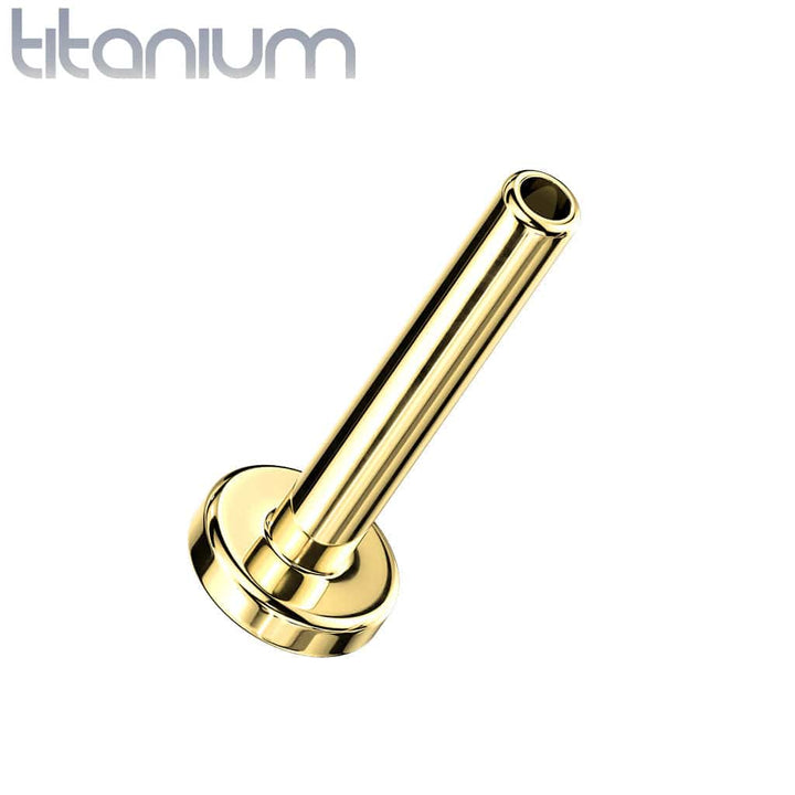 Pair of Implant Grade Titanium Threadless  Gold PVD Trillium Earring Studs with Flat Back - Pierced Universe